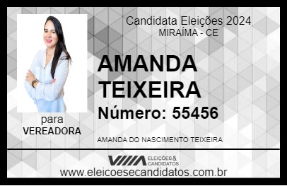 Candidato AMANDA TEIXEIRA 2024 - MIRAÍMA - Eleições