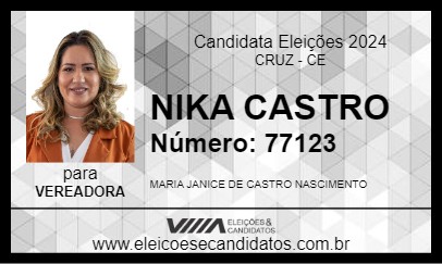 Candidato NIKA CASTRO 2024 - CRUZ - Eleições