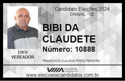 Candidato BIBI DA CLAUDETE 2024 - CHAVAL - Eleições