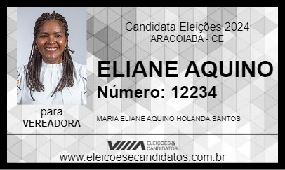 Candidato ELIANE AQUINO 2024 - ARACOIABA - Eleições