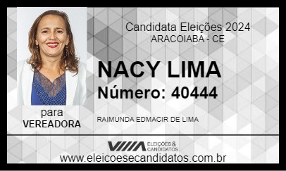 Candidato NACY LIMA 2024 - ARACOIABA - Eleições