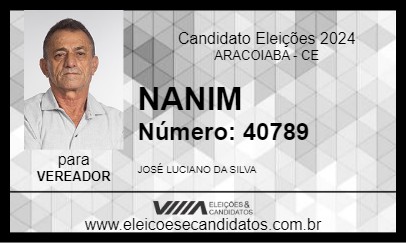 Candidato NANIM 2024 - ARACOIABA - Eleições