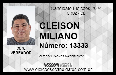 Candidato CLEISON MILIANO 2024 - CRUZ - Eleições