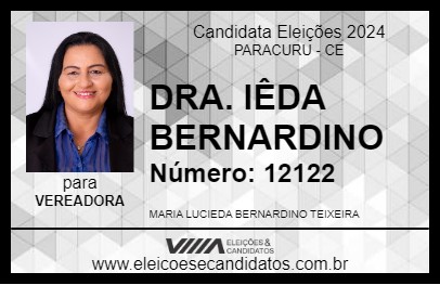 Candidato DRA. IÊDA BERNARDINO 2024 - PARACURU - Eleições