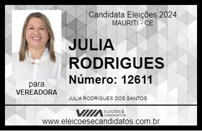 Candidato JULIA RODRIGUES 2024 - MAURITI - Eleições