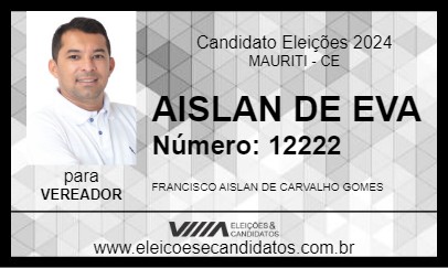 Candidato AISLAN CARVALHO 2024 - MAURITI - Eleições