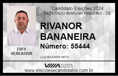 Candidato RIVANOR BANANEIRA 2024 - DEPUTADO IRAPUAN PINHEIRO - Eleições