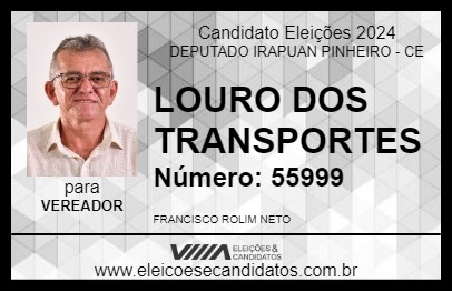 Candidato LOURO DOS TRANSPORTES 2024 - DEPUTADO IRAPUAN PINHEIRO - Eleições