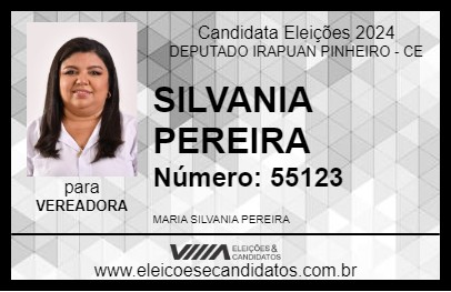 Candidato SILVANIA PEREIRA 2024 - DEPUTADO IRAPUAN PINHEIRO - Eleições