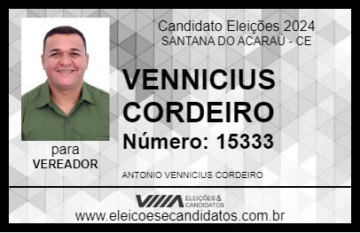 Candidato VENNICIUS CORDEIRO 2024 - SANTANA DO ACARAÚ - Eleições