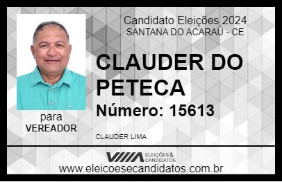 Candidato CLAUDER DO PETECA 2024 - SANTANA DO ACARAÚ - Eleições