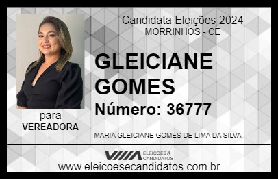 Candidato GLEICIANE GOMES 2024 - MORRINHOS - Eleições