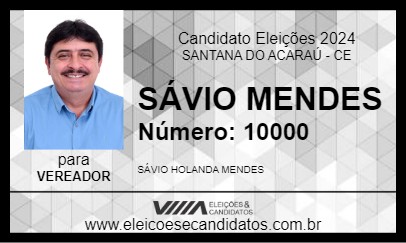 Candidato SÁVIO MENDES 2024 - SANTANA DO ACARAÚ - Eleições