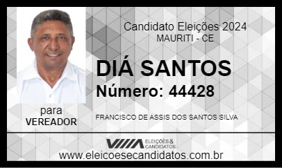 Candidato DIÁ SANTOS 2024 - MAURITI - Eleições