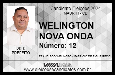 Candidato WELINGTON NOVA ONDA 2024 - MAURITI - Eleições