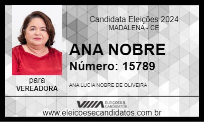 Candidato ANA NOBRE 2024 - MADALENA - Eleições