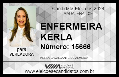 Candidato ENFERMEIRA KERLA 2024 - MADALENA - Eleições