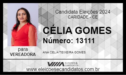 Candidato CÉLIA GOMES 2024 - CARIDADE - Eleições