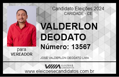 Candidato VALDERLON DEODATO 2024 - CARIDADE - Eleições