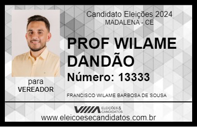 Candidato PROF WILAME DANDÃO 2024 - MADALENA - Eleições