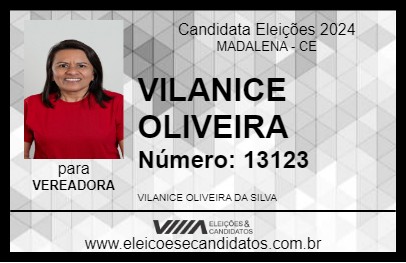 Candidato VILANICE OLIVEIRA 2024 - MADALENA - Eleições