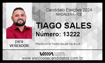 Candidato TIAGO SALES 2024 - MADALENA - Eleições