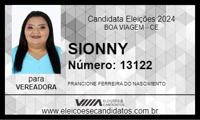 Candidato SIONNY 2024 - BOA VIAGEM - Eleições