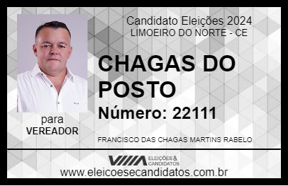 Candidato CHAGAS DO POSTO 2024 - LIMOEIRO DO NORTE - Eleições