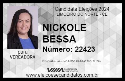 Candidato NICKOLE BESSA 2024 - LIMOEIRO DO NORTE - Eleições