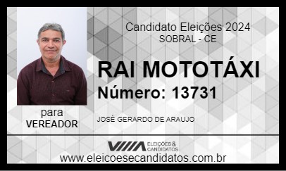 Candidato RAI MOTOTÁXI 2024 - SOBRAL - Eleições