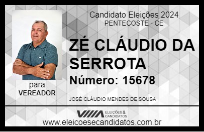 Candidato ZÉ CLÁUDIO DA SERROTA 2024 - PENTECOSTE - Eleições