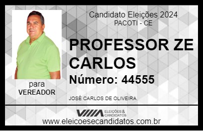 Candidato PROFESSOR ZE CARLOS 2024 - PACOTI - Eleições