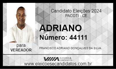 Candidato ADRIANO 2024 - PACOTI - Eleições