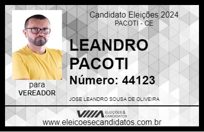 Candidato LEANDRO PACOTI 2024 - PACOTI - Eleições