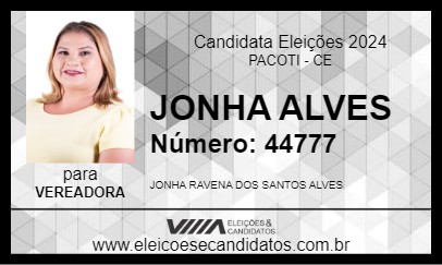 Candidato JONHA ALVES 2024 - PACOTI - Eleições