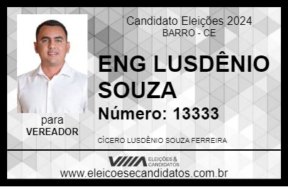 Candidato ENG LUSDÊNIO SOUZA 2024 - BARRO - Eleições