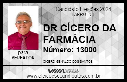 Candidato DR CÍCERO DA FARMÁCIA 2024 - BARRO - Eleições