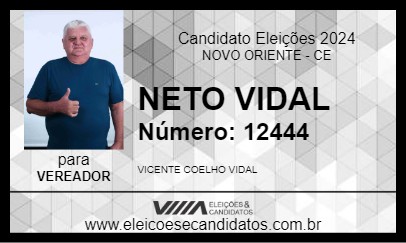 Candidato NETO VIDAL 2024 - NOVO ORIENTE - Eleições