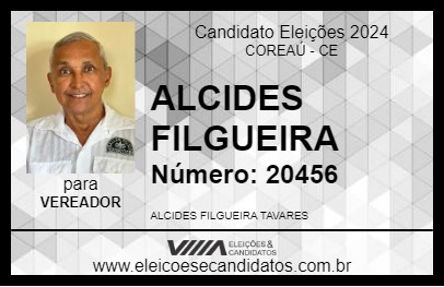 Candidato ALCIDES FILGUEIRA 2024 - COREAÚ - Eleições