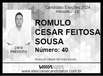 Candidato ROMULO CESAR FEITOSA SOUSA 2024 - PARAMBU - Eleições