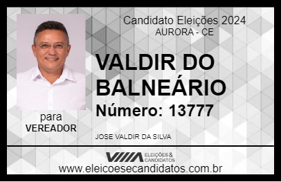 Candidato VALDIR DO BALNEÁRIO 2024 - AURORA - Eleições