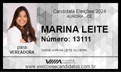 Candidato MARINA LEITE 2024 - AURORA - Eleições