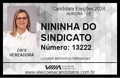 Candidato NININHA DO SINDICATO 2024 - AURORA - Eleições