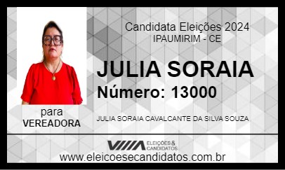 Candidato JULIA SORAIA 2024 - IPAUMIRIM - Eleições