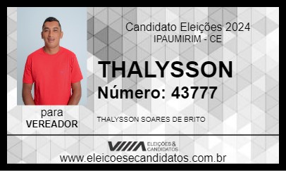 Candidato THALYSSON 2024 - IPAUMIRIM - Eleições