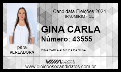 Candidato GINA CARLA 2024 - IPAUMIRIM - Eleições