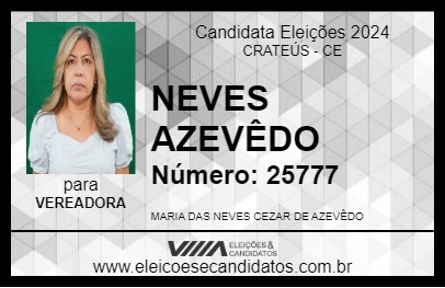 Candidato NEVES AZEVÊDO 2024 - CRATEÚS - Eleições