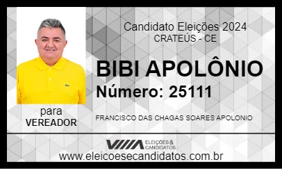 Candidato BIBI APOLÔNIO 2024 - CRATEÚS - Eleições