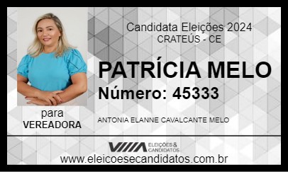 Candidato PATRÍCIA MELO 2024 - CRATEÚS - Eleições