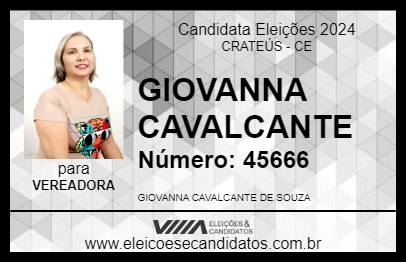 Candidato GIOVANNA CAVALCANTE 2024 - CRATEÚS - Eleições